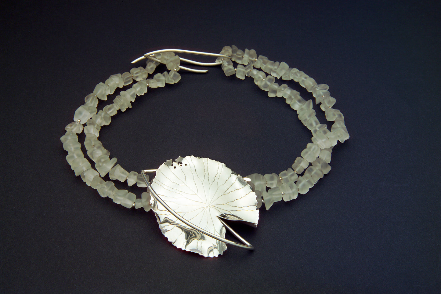 Water Lily on Quartz Crystal necklace