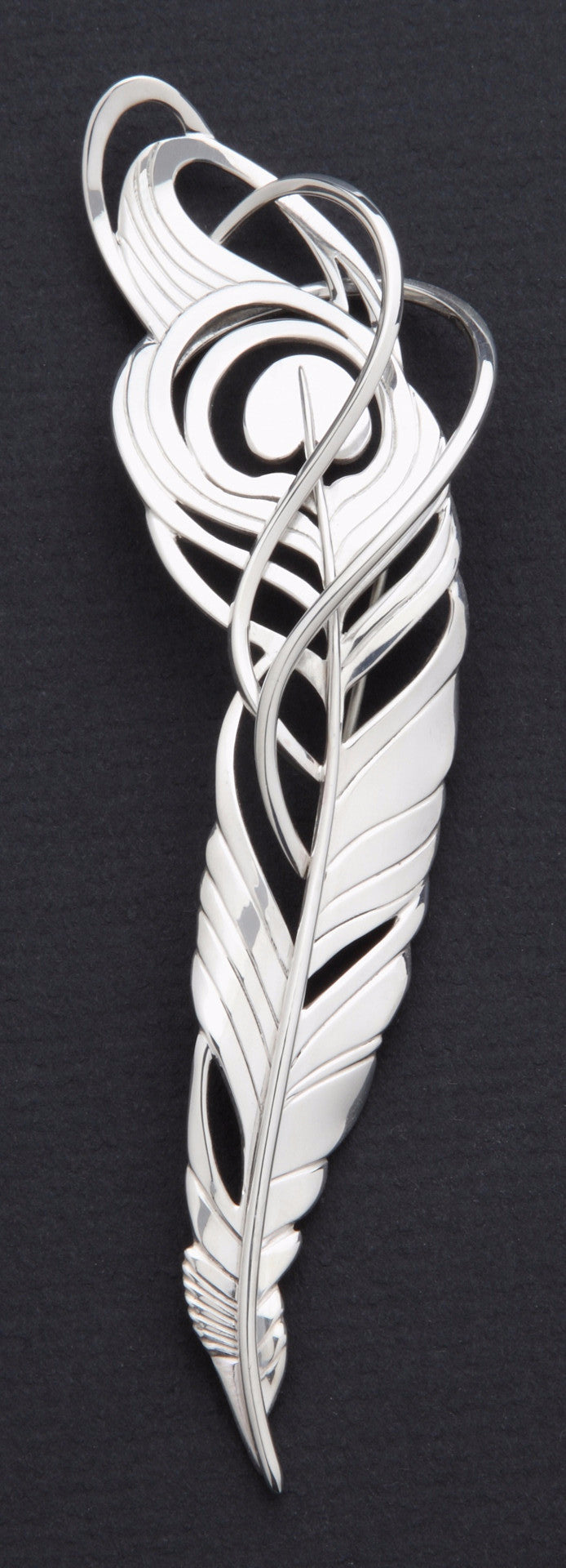 Sterling silver Peacock Feather brooch