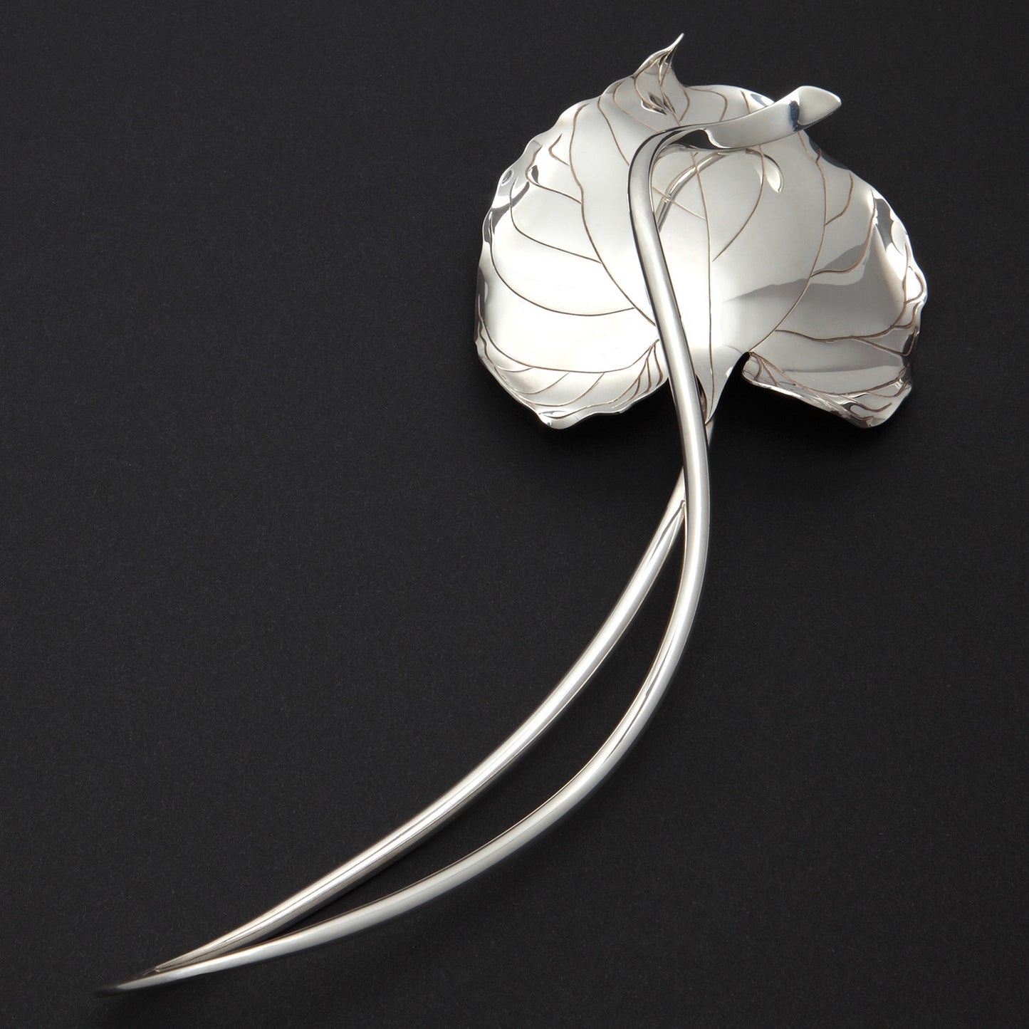 Sterling silver Aristolochia leaf rattle