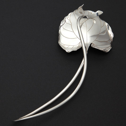 Sterling silver Aristolochia leaf rattle