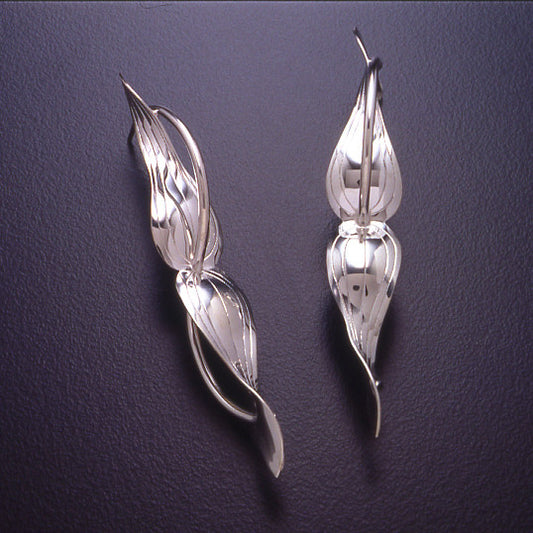Sterling silver Clematis Leaf earrings