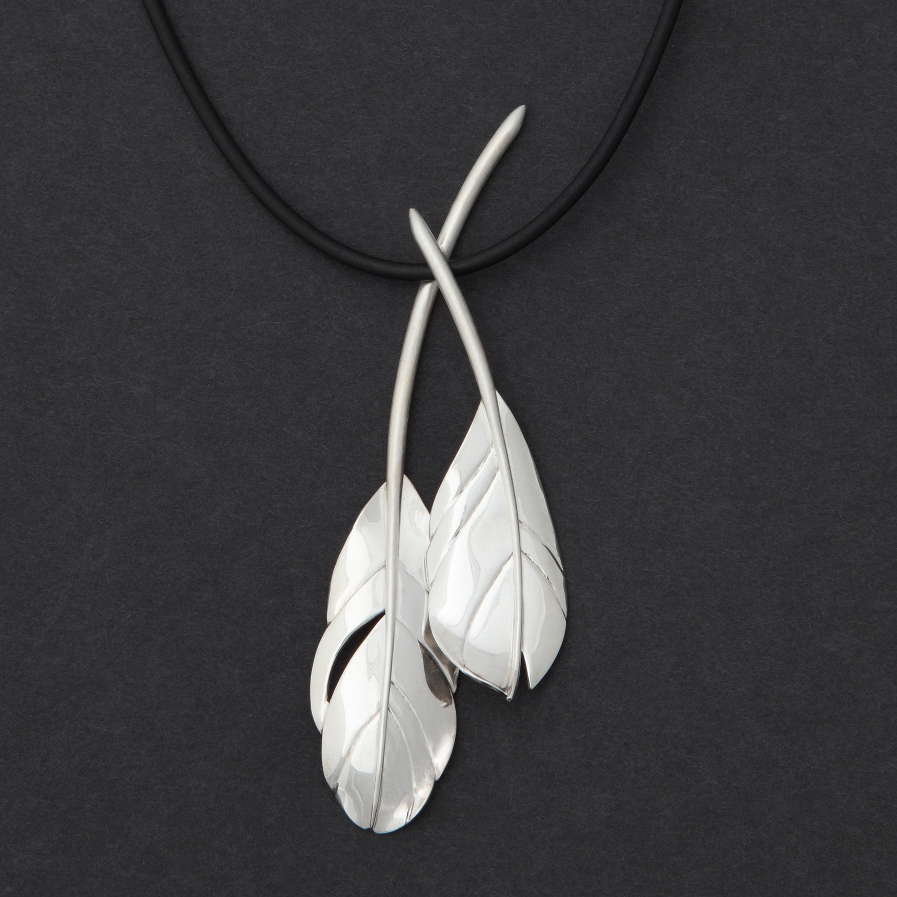 Sterling silver Cock (Rooster) Feather pendant necklace