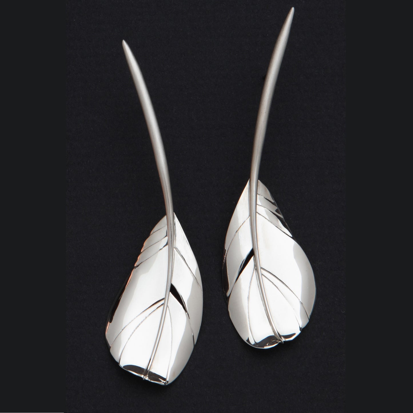 Sterling silver Cock (Rooster) Feather earrings