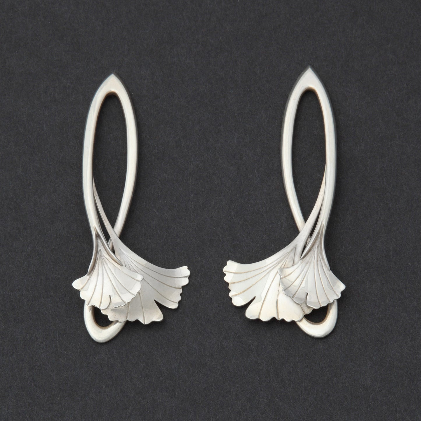 Sterling silver Double Ginkgo earrings