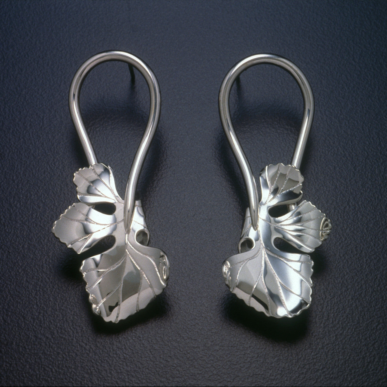 Sterling silver Fig Leaf earrings