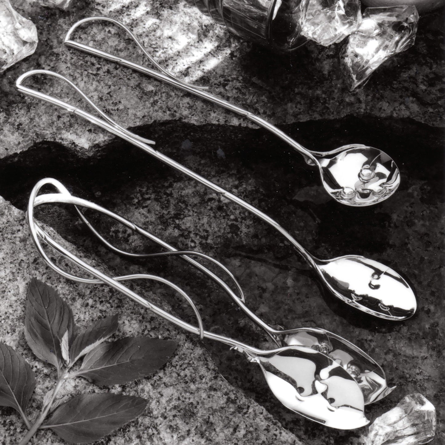 Sterling silver money plant serving pieces